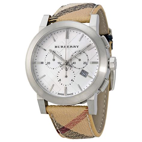 burberry bu9360|Burberry The City Silver Dial Haymarket Check Fabric Unisex .